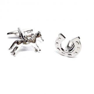 Equestrian Horse Racing & Lucky Horseshoe mixed pair of cufflinks