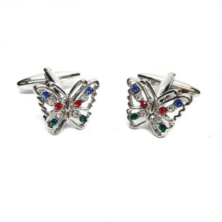 Butterfly Crystal Decorated Butterfies Cufflinks