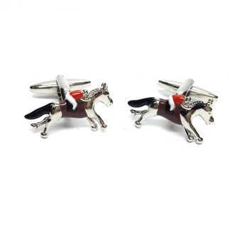 Race Horse with Col Jockey Equestrian Cufflinks