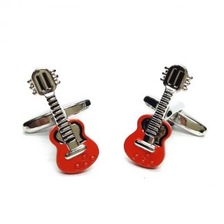 Red Guitar Music Instrument Cufflinks