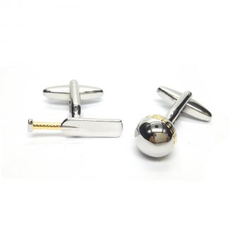 Cricket Bat & Ball Sport Two Tone Cufflinks
