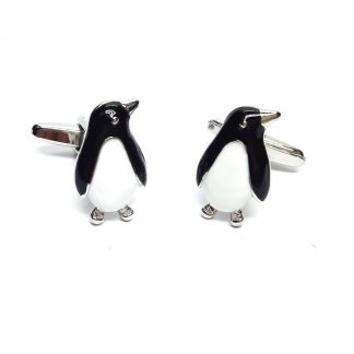 Penguin with Silver Eyes Cufflinks