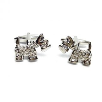 Crystal Scottie Dog Pet Cufflinks