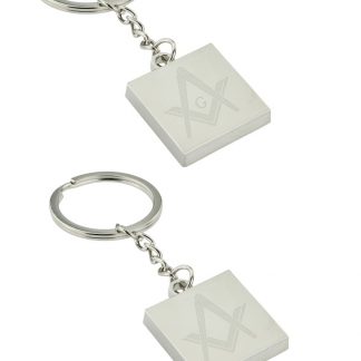 Silver Square Keyring with Engraved Masonic Design (engravable)