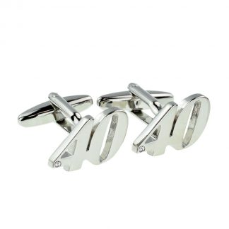 Rhodium Plated Age 40 or 40th Anniversary Cufflinks
