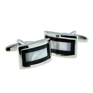 Curved  MOP & Black Classic Cufflinks
