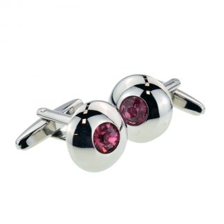 Circular Pink Crystal Classic Cufflinks (DWC)