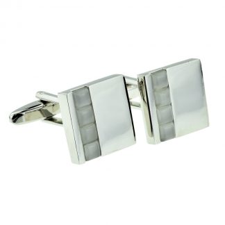 Square Classic Cufflinks with White Acrylic Decor (DWC)