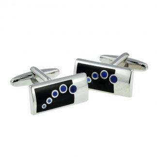Black Silver & Blue Bubbles Classic Cufflinks (DWC)