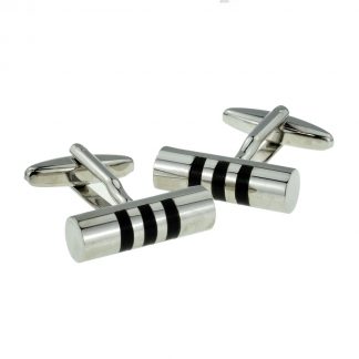 Black Striped Tube Classic Cufflinks (DWC)