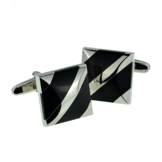 Rhodium Plated Pyramidal Black Classic Cufflinks (DWC)