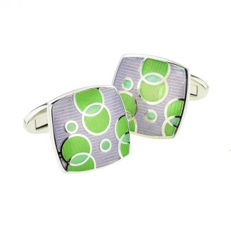 Green & Pink Enamelled Bubble Design Cufflinks