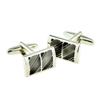 Grey & Black Striped classic Cufflinks