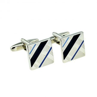 Blue Striped Squares Classic Cufflinks