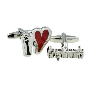 I Love Greyhounds Dog Cufflinks