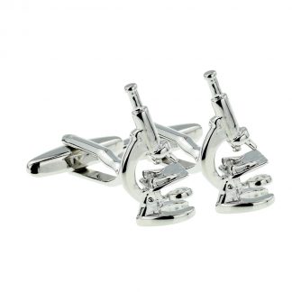Rhodium Plated Scientific Microscope Doctors Cufflinks