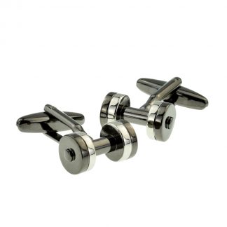 Gunmetal Weight Lifters Gym Cufflinks