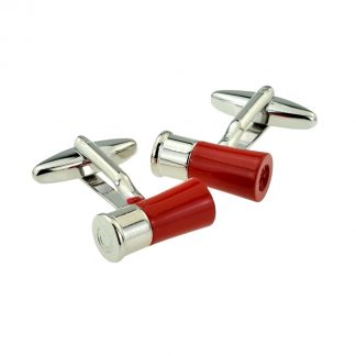 Red Shotgun Cartridge Shooters Gun Cufflinks