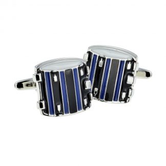 Blue & Black Drums Music Instrument Cufflinks