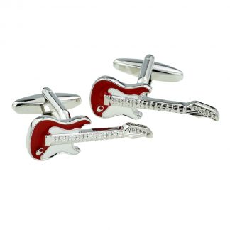 Red Guitar Music Cufflinks