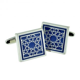 High Quality Blue Moorish Design Square Cufflinks