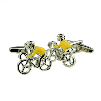 Cyclist in Winners Yellow Jersey Bike Cycle Cufflinks