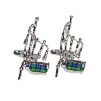 MacKenzie Tartan Bagpipes Scottish Cufflinks