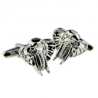 African Elephant Head Zoo Animal Cufflinks
