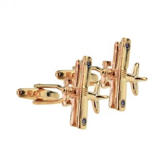 Rose Gold Bi Plane Cufflinks with Roundel Decals