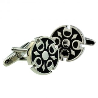 Round Black & Silver Gothic Style Cufflinks