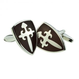 Brown Knights Shield Museum Cufflinks