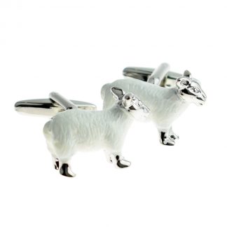 White & Silver Lamb Cufflinks