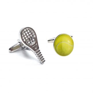 Tennis Raquets & Tennis Ball sport mixed pair of cufflinks