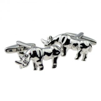 Standing Rhino Rhodium plated Cufflinks