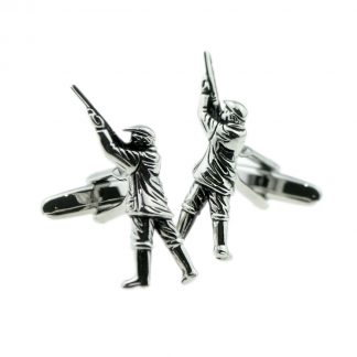 Rhodium Plated Gamekeeper Shooting Design Cufflinks