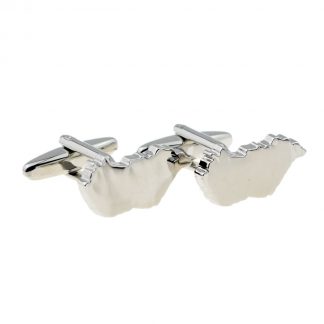 Outline Map of Hungary Rhodium Plated Cufflinks