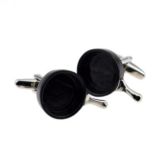 Black & Silver Frying Pan Design Cufflinks