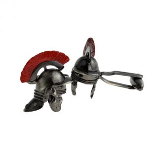 Roman Helmet with Red Plume Antique Finish Cufflinks
