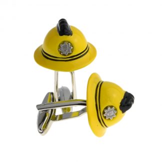 Yellow Firefighter Firemans Fire Fighter Helmet Cufflinks