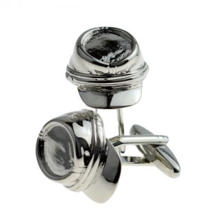 Rhodium Plated Kepi Hat Design Cufflinks