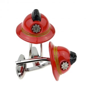 Red Firefighter Firemans Fire Fighter Helmet Cufflinks