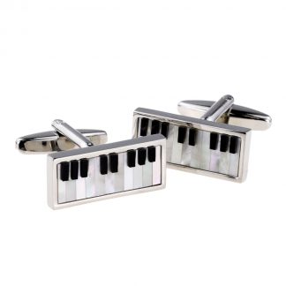 Mother of Pearl Insert Piano Keyboard Cufflinks