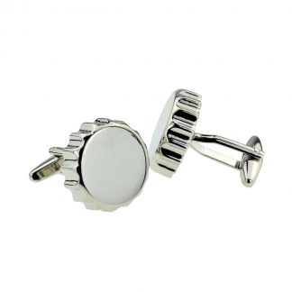Silver Coloured Beer Bottle Top Cufflinks