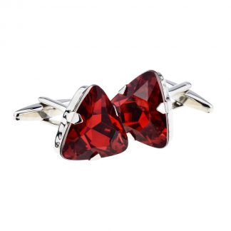 Ruby Red Triangluar Acrylic Crystal Cufflinks