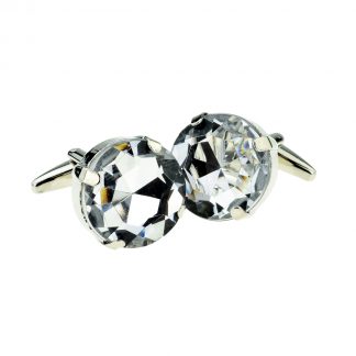 Clear Diamond Style Round Acrylic Crystal Cufflinks