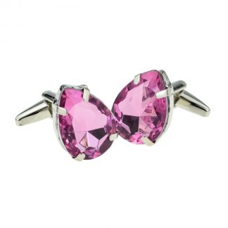 Pink Pear Cut Shape Acrylic Crystal Cufflinks