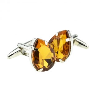 Amber Pear Cut Shape Acrylic Crystal Cufflinks