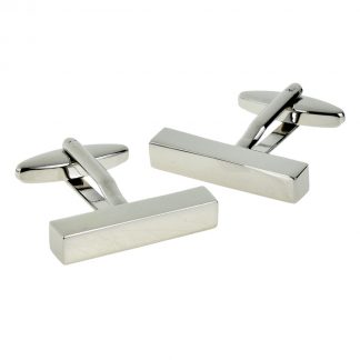 Rhodium Plated Silver Cuboid Cufflinks (Engravable)