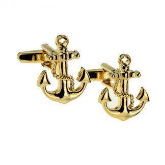 Gold Plated Nautical Anchor & Chain Cufflinks