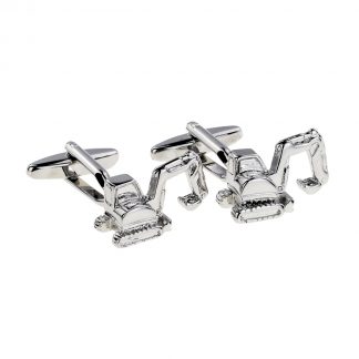 Rhodium Plated Excavator / Digger Cufflinks